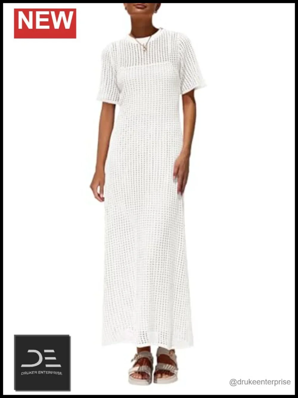 Two Piece Hollow Out Eyelet Maxi Cover Up Dress with Slip